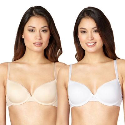 Pack of two white and natural t-shirt bras